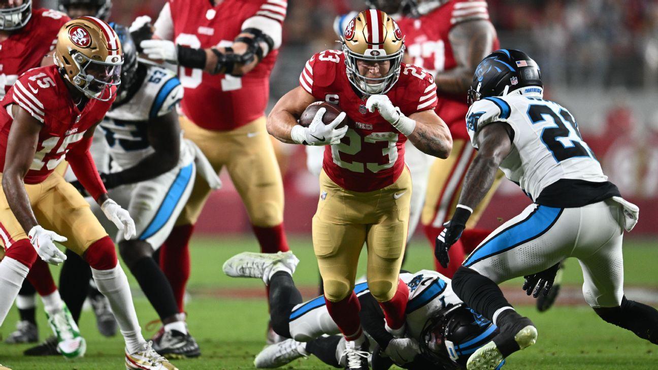 49ers beat Panthers like Christian McCaffrey beat his old team -
